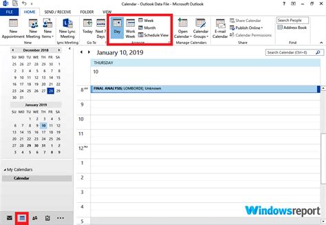 Outlook Calendar Not Showing